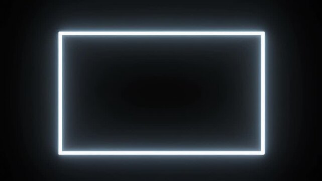 AI-generated high-tech intro with a bright blue neon rectangular frame pulsing on a black background, perfect for cyber and technology-themed videos.