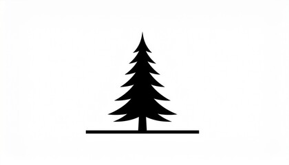 Obraz premium Vector silhouette of a tall evergreen tree with a straight trunk and dense branches on a white background