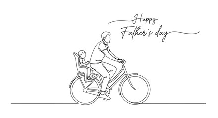 Obraz premium Heartwarming Father and Child Riding Bicycle Together Celebrating Father's Day