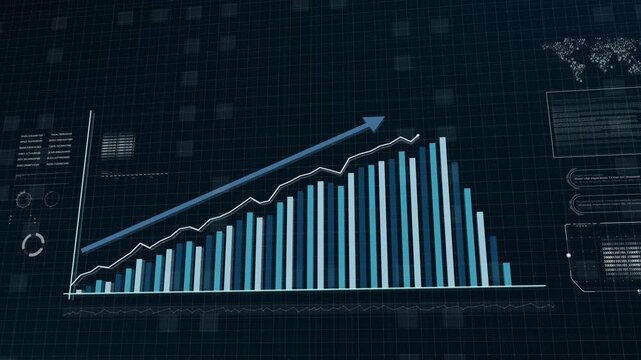 Financial stock market chart and candlestick data trends with investment analytics for trading and portfolio management.