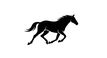 Obraz premium Black silhouette of a running horse.