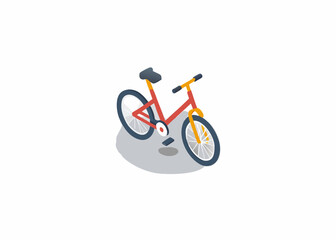 Naklejka premium Isometric illustration of a red bicycle with dark grey tires and seat