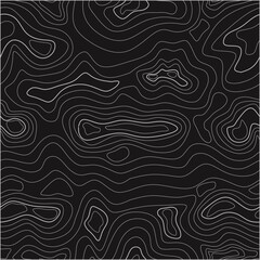 Obraz premium Topographic Map Black Background with Gray Contour Lines Minimal Luxury Seamless Pattern for Modern Graphic Design