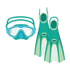 Illustration of scuba diving equipment mask and flippers © Gani