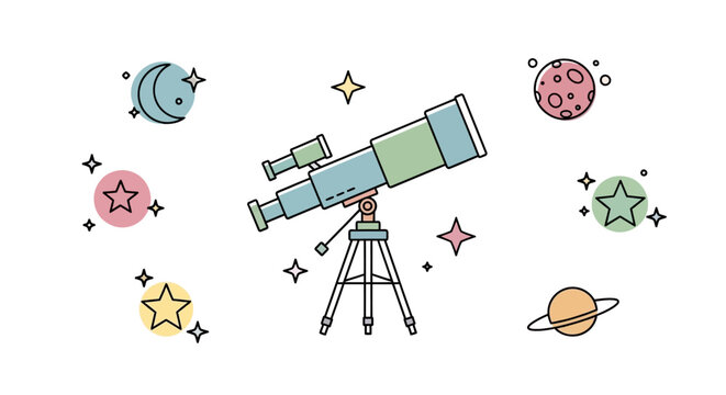 Telescope on a tripod stand.