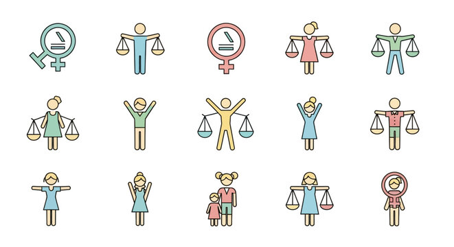 Equality and justice icons with scales.