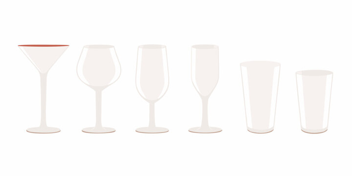 A series of empty glasses diminishing in size are displayed