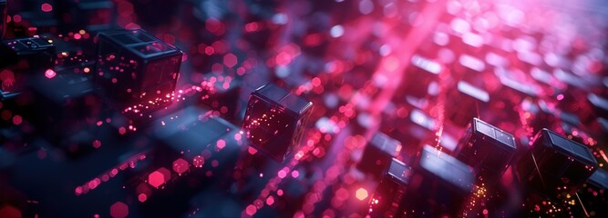 Data in Motion: A captivating display of abstract data, visualized through a symphony of vibrant red and blue, highlighting interconnectedness and information flow.