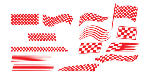 Obraz premium Racing stripe vector set, race car vector, Racing Stripes and checkered flag designs, racing stripe speed, decal patterns, dynamic lines, competition, automotive graphics.