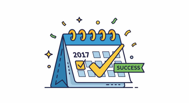 Calendar with success check mark.