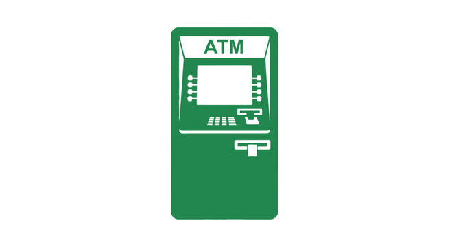 Green ATM Machine Icon Illustration.
