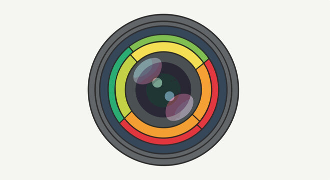Camera Lens with Colorful Aperture Blades.