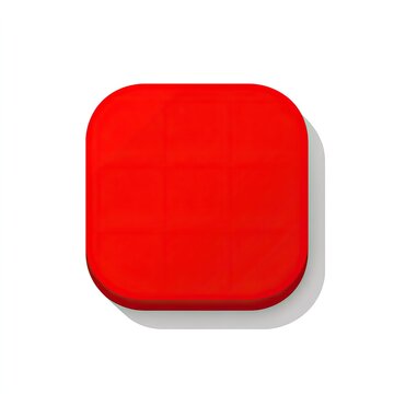 A vibrant red square with rounded corners and subtle grid lines