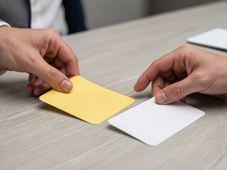 Obraz premium Selecting Priority Option Using Colored Cards