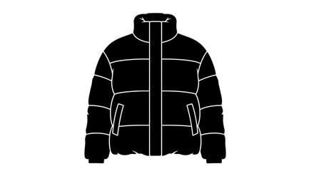 Black Puffer Jacket with Zipper and Pockets. © Caca