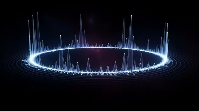 Glowing Ring with Sound Waves Pulsating.