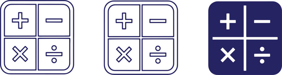 Fototapeta premium A set of calculator button icons in different design styles and colors..