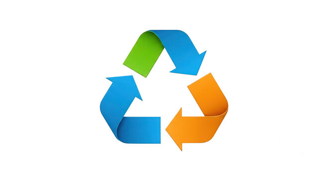 Colorful recycling arrows symbolizing environmental sustainability and waste reduction isolated on transparent background