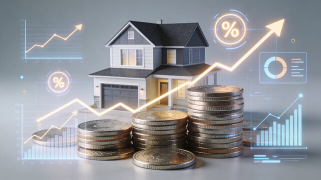 house and coins