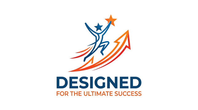 Corporate Logo of a Person Reaching for a Star Above an Arrow
