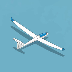 Naklejka premium a white and blue glider airplane.