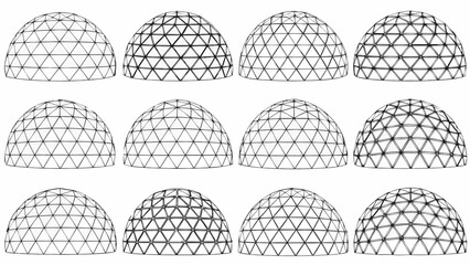 Geometric domes a collection of repeating wireframe architectural structures © Amrita