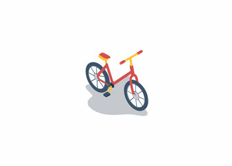 Fototapeta premium Isometric illustration of a red bicycle with black tires and gray shadow