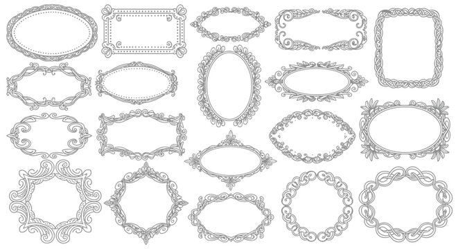 Collection of ornate vintage style frames and decorative borders