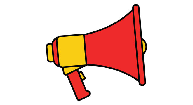 Colorful cartoon megaphone illustration closeup.