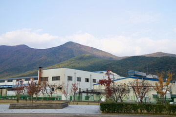 Factory Complex Under Autumn Peak © koreabybike