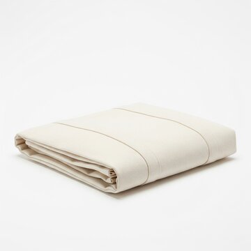 Folded Light Beige Textured Throw Blanket with Parallel Stripes on