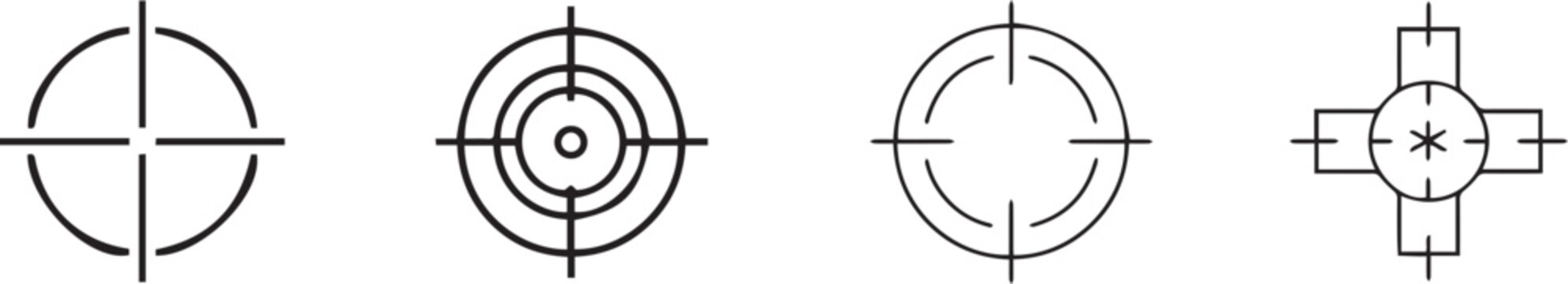target crosshair icon set vector aiming symbols for design layout