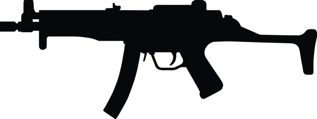 Fototapeta premium gun silhouette compact submachine smg vector outline