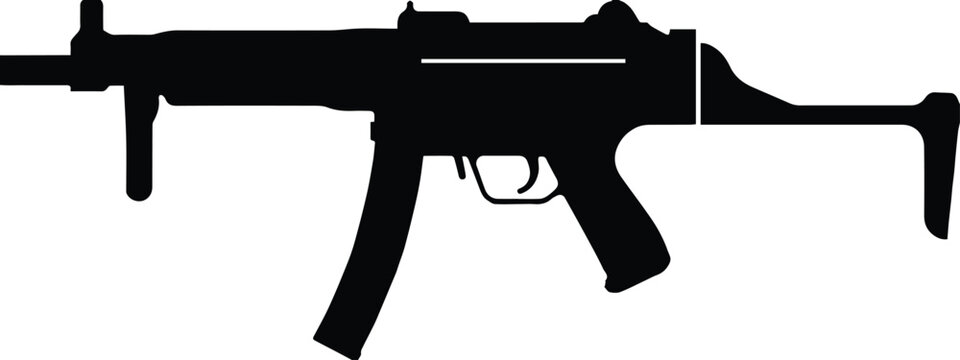 gun silhouette military submachine vector outline icon