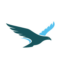 Obraz premium A stylized eagle in flight with teal and light blue hues