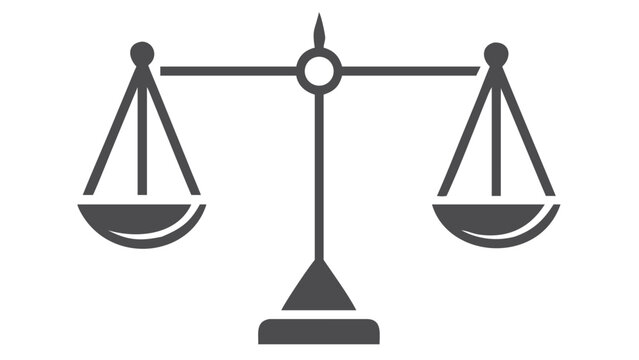 A grayscale illustration depicting a traditional balance scale symbol