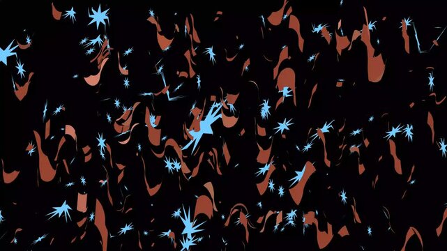 Royal star orange confetti rain animation with sparkling foil pieces and soft glitter glow on deep black background smooth looping luxurious festive motion graphics ultra sharp 4K