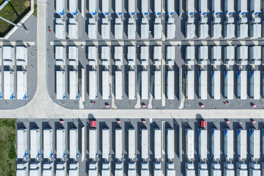 Aerial View of Large Scale Battery Energy Storage Power Station