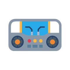 Naklejka premium Retro Music Player Illustration with Knobs and Buttons on Black Background