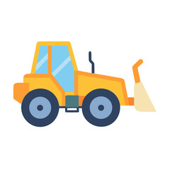 Naklejka premium Vector illustration of a yellow bulldozer with blue details on a black background