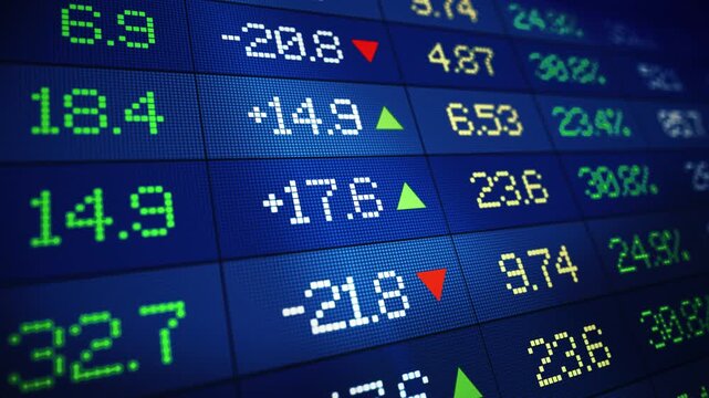Financial stock market and cryptocurrency charts with data trends for investment and trading analysis.
