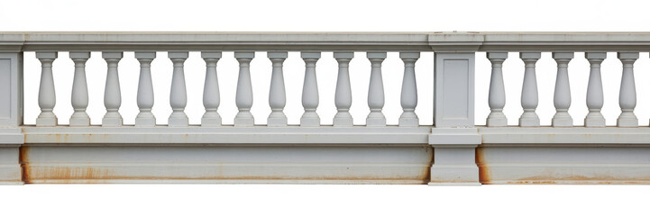 Fototapeta premium Stone balustrade railing with classic columns isolated on a white background, for architecture