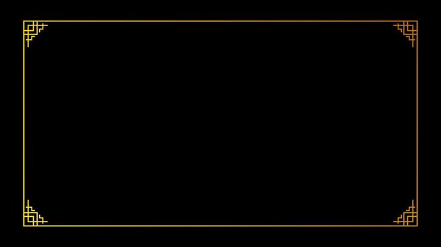Decorative Golden Frame Loop Animation with Alpha Channel