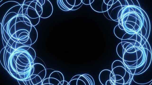 優雅に軌跡を描く青い光の螺旋フレーム