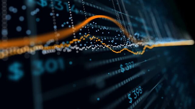 Financial stock market and cryptocurrency charts with data trends for investment and trading analysis.