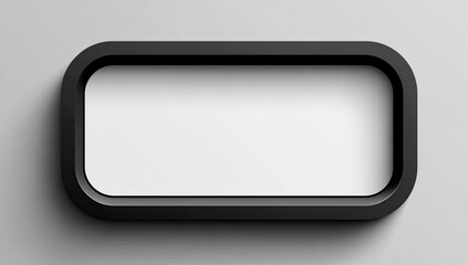 Fototapeta premium A 3D render of a rectangular black frame with rounded corners against a gray backdrop