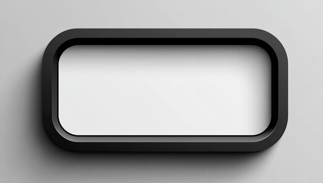 A 3D render of a rectangular black frame with rounded corners against a gray backdrop