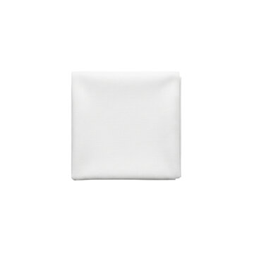 White Folded Square Napkin or Handkerchief Isolated on White Background