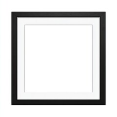 Obraz premium Square black picture frame with white matting against a white background