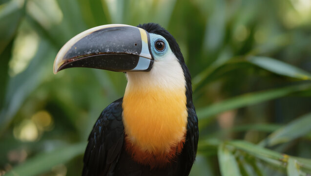 Toucan portrait with 200mm lens f3.5 sharp beak detail vibrant tropical wildlife close up